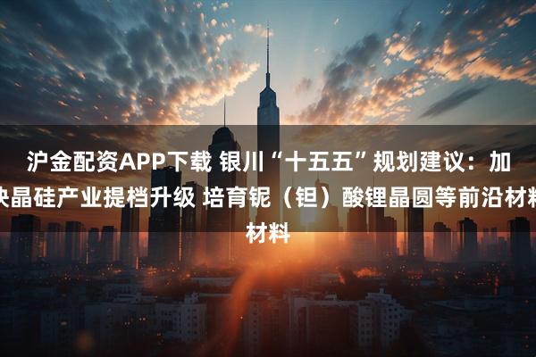 沪金配资APP下载 银川“十五五”规划建议：加快晶硅产业提档升级 培育铌（钽）酸锂晶圆等前沿材料
